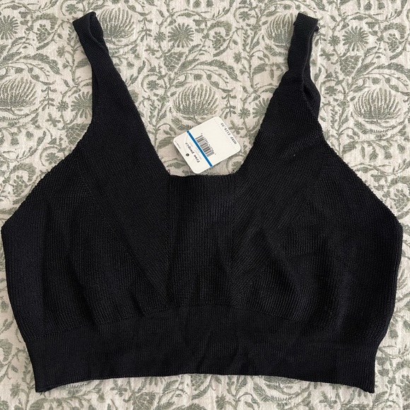 Free People Ribbed Black Cropped Top - Picture 2 of 7